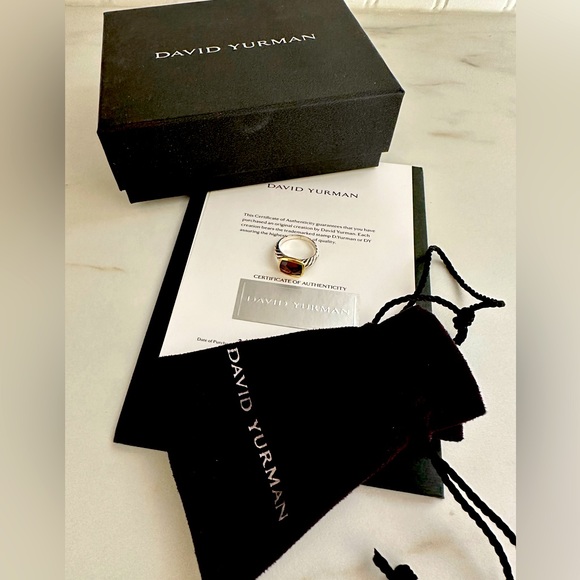 DAVID YURMAN Noblesse 14k Sterling Silver Garnet Ring Sz 6 - Picture 3 of 8